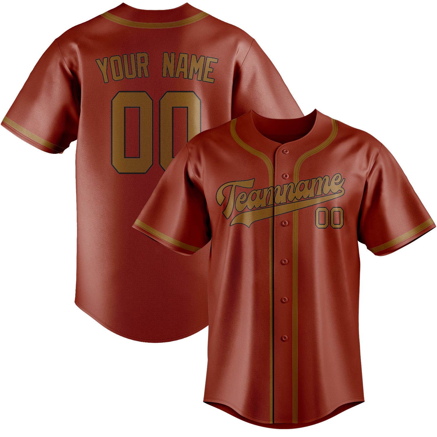 Benutzerdefiniertes Professionelles Korallenrot Khaki Baseballtrikot