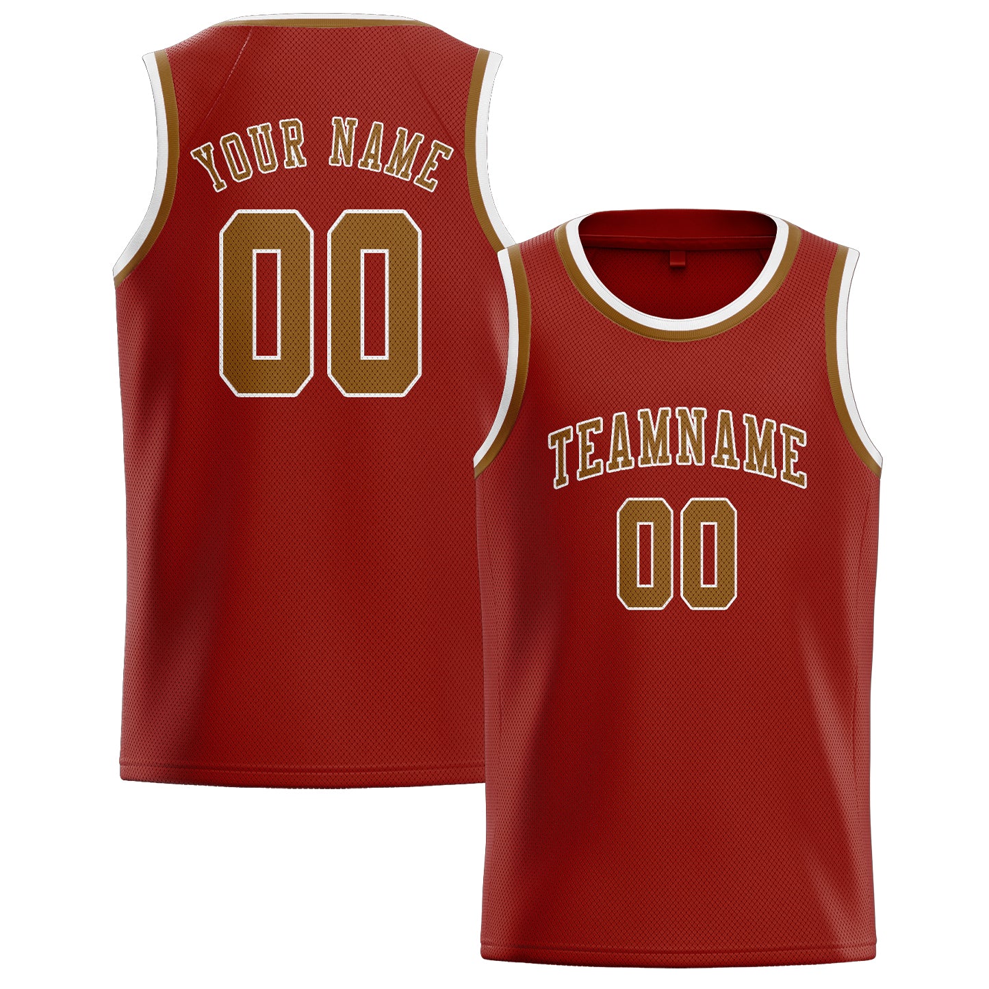 Benutzerdefiniertes Professionelles Korallenrot Khaki Basketballtrikot