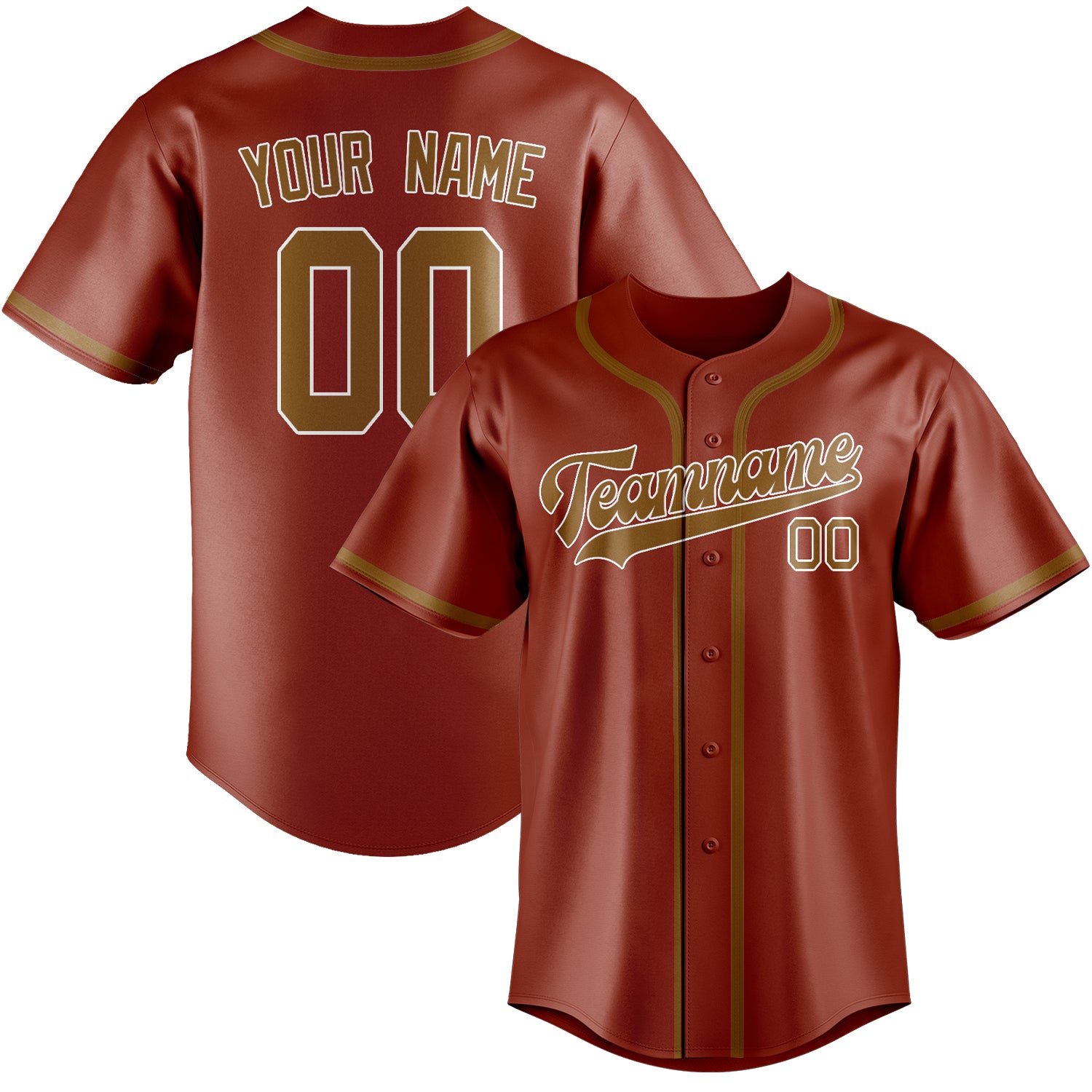 Benutzerdefiniertes Professionelles Korallenrot Khaki Baseballtrikot