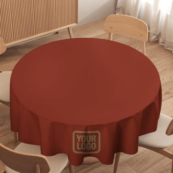 Maßgeschneidertes Korallenrot Hellkhaki Runde Tischdecke