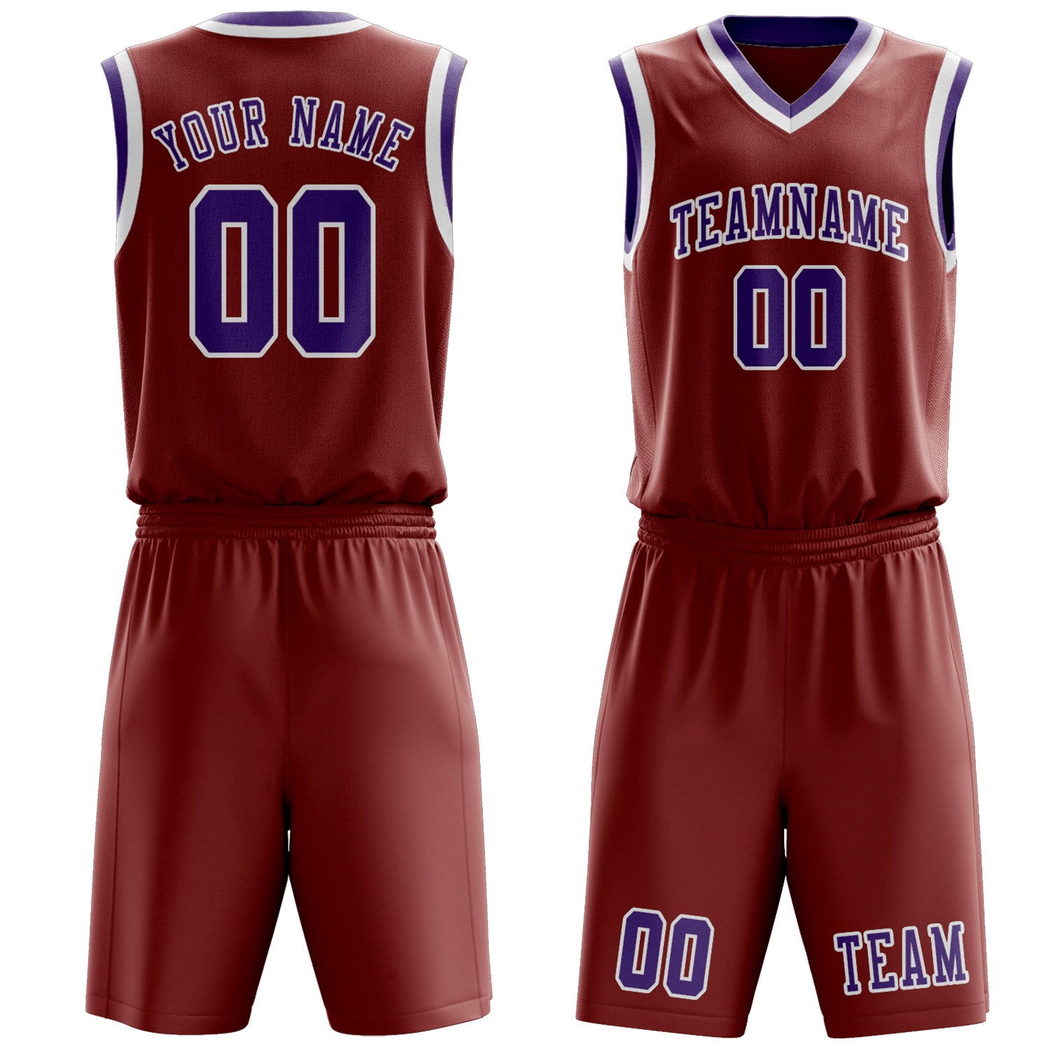 Benutzerdefiniertes Professionelles Korallenrot Lavendel Basketballtrikot-Set