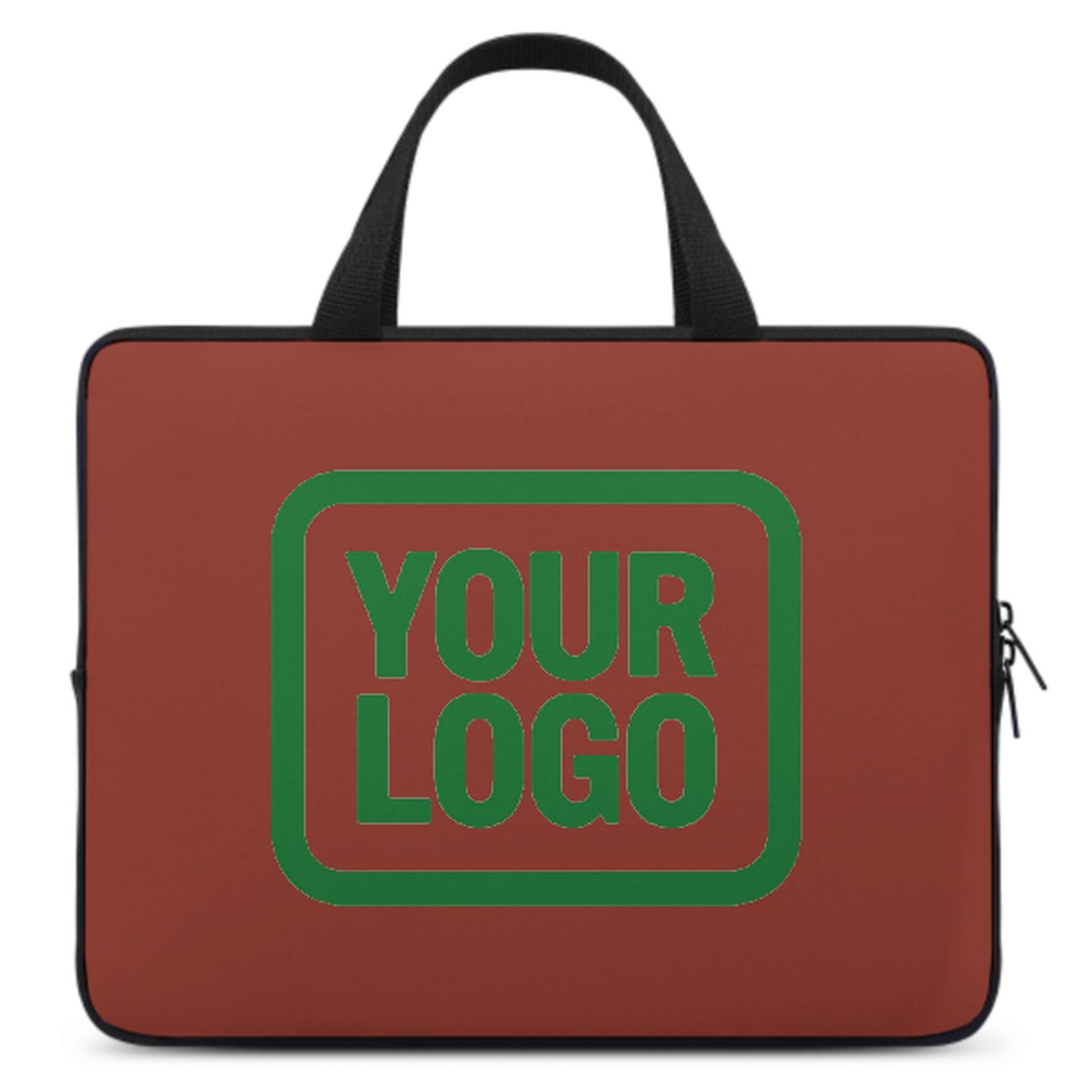 Borsa per laptop personalizzata color corallo rosso e verde smeraldo