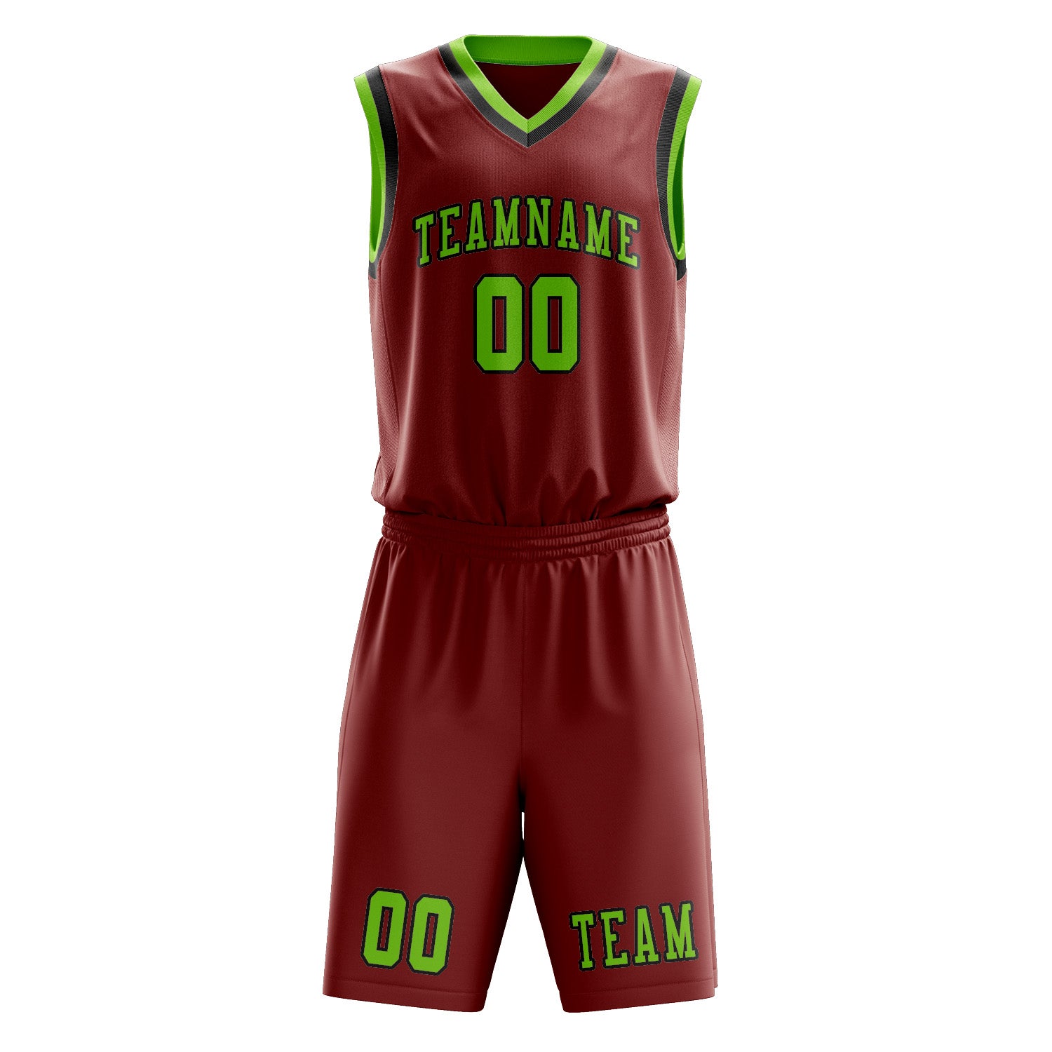 Benutzerdefiniertes Professionelles Korallenrot Smaragdgrün Basketballtrikot-Set