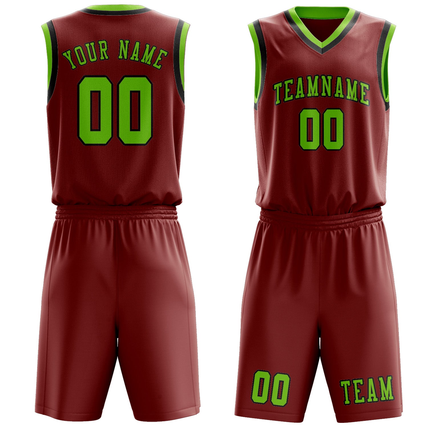 Benutzerdefiniertes Professionelles Korallenrot Smaragdgrün Basketballtrikot-Set