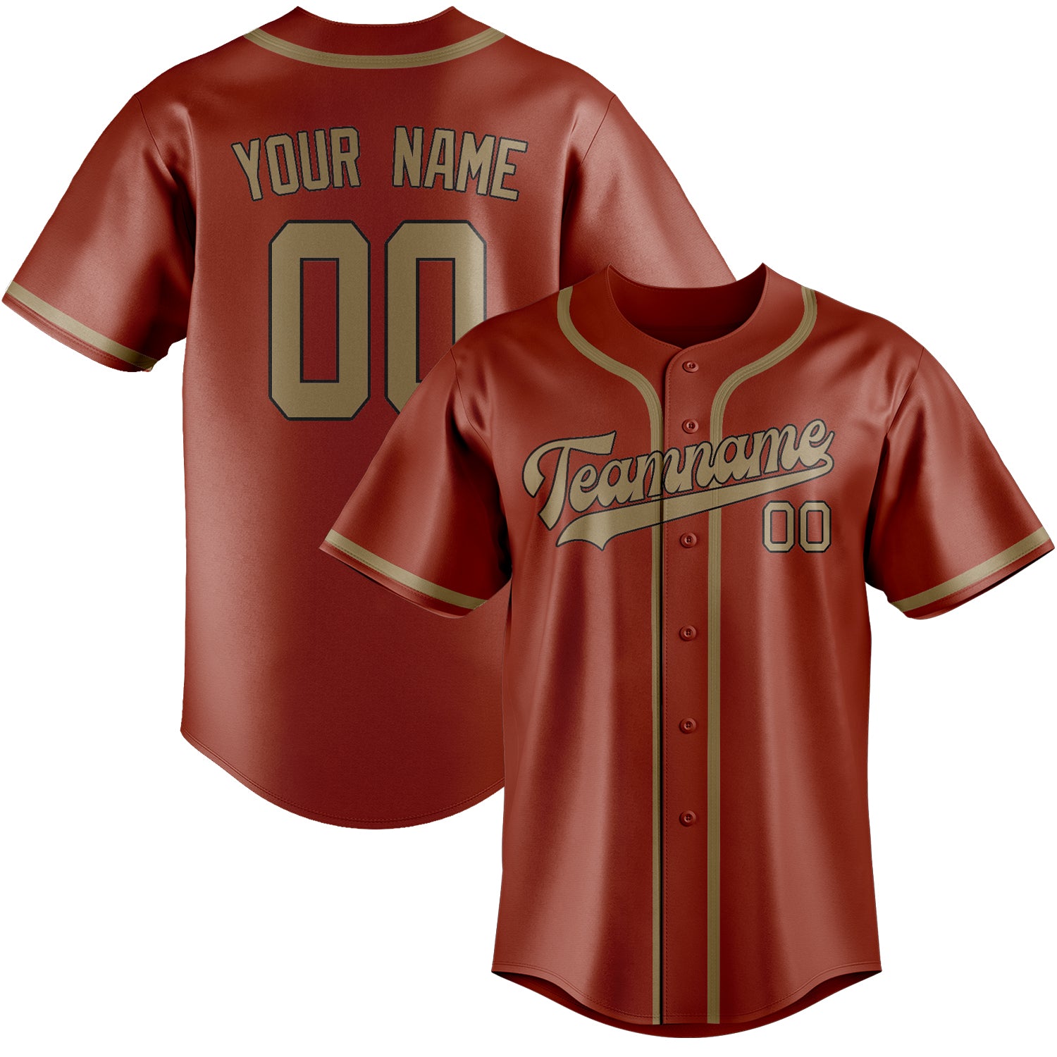 Benutzerdefiniertes Professionelles Korallenrot Hellkhaki Baseballtrikot