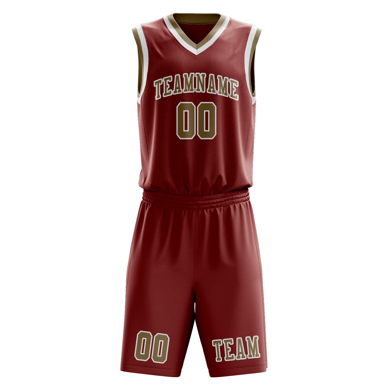 Benutzerdefiniertes Professionelles Korallenrot Hellkhaki Basketballtrikot-Set