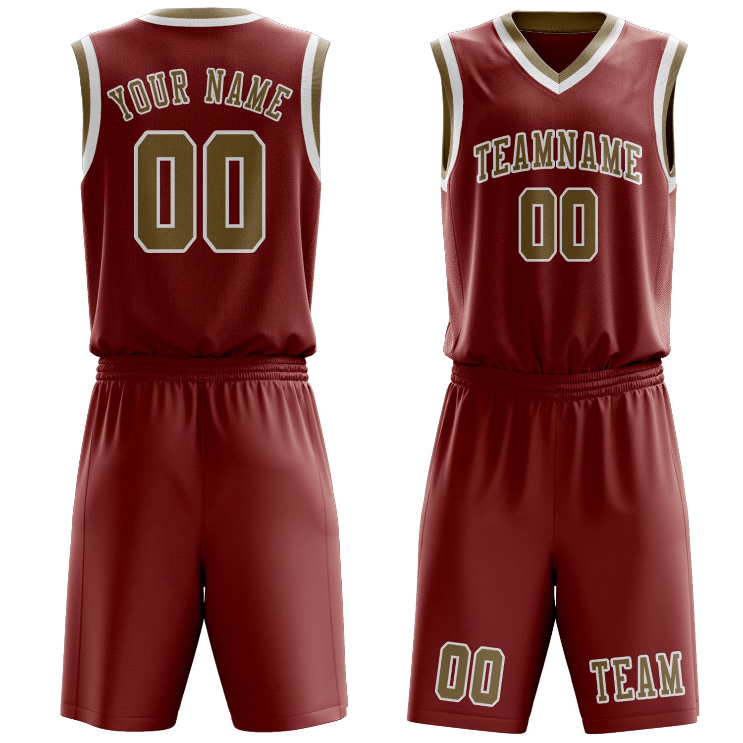 Benutzerdefiniertes Professionelles Korallenrot Hellkhaki Basketballtrikot-Set