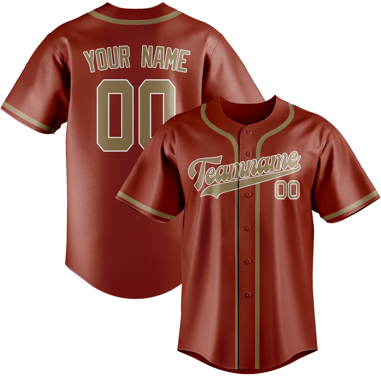 Benutzerdefiniertes Professionelles Korallenrot Hellkhaki Baseballtrikot