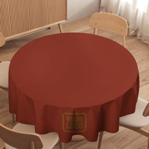 Maßgeschneidertes Korallenrot Khaki Runde Tischdecke