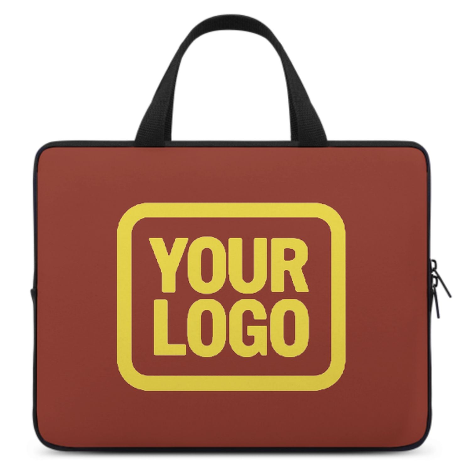 Borsa per laptop personalizzata color corallo rosso chiaro e giallo