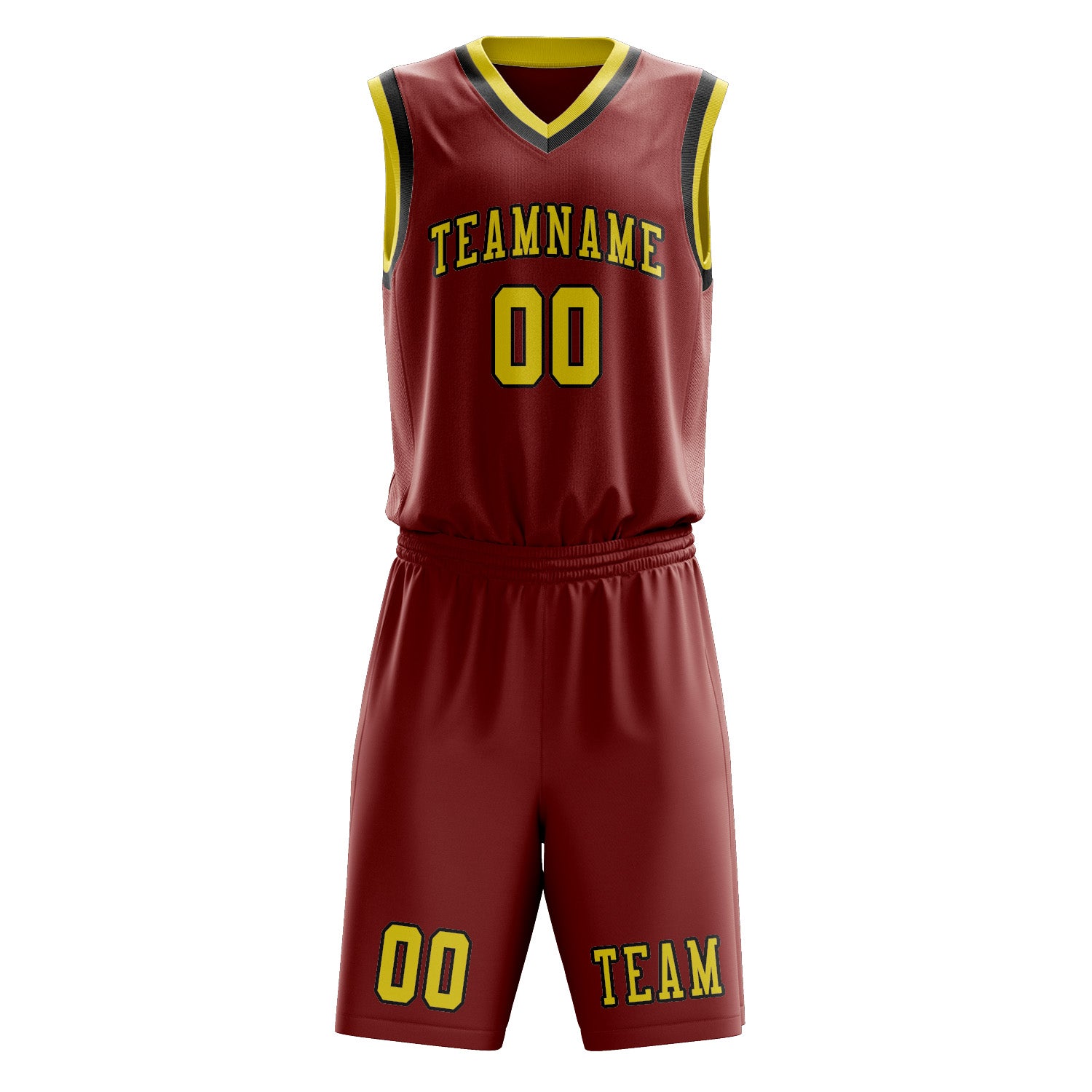 Benutzerdefiniertes Professionelles Korallenrot Blassgelb Basketballtrikot-Set