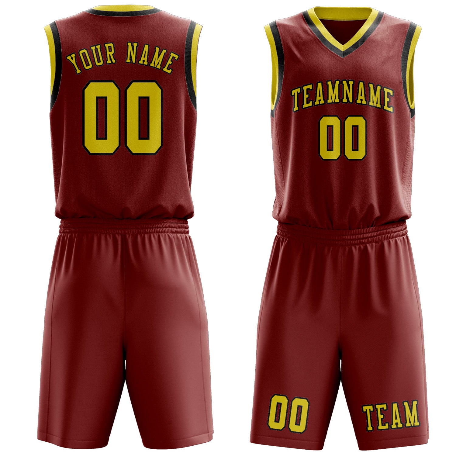 Benutzerdefiniertes Professionelles Korallenrot Blassgelb Basketballtrikot-Set