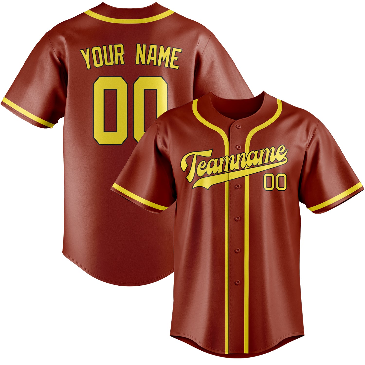 Benutzerdefiniertes Professionelles Korallenrot Blassgelb Baseballtrikot
