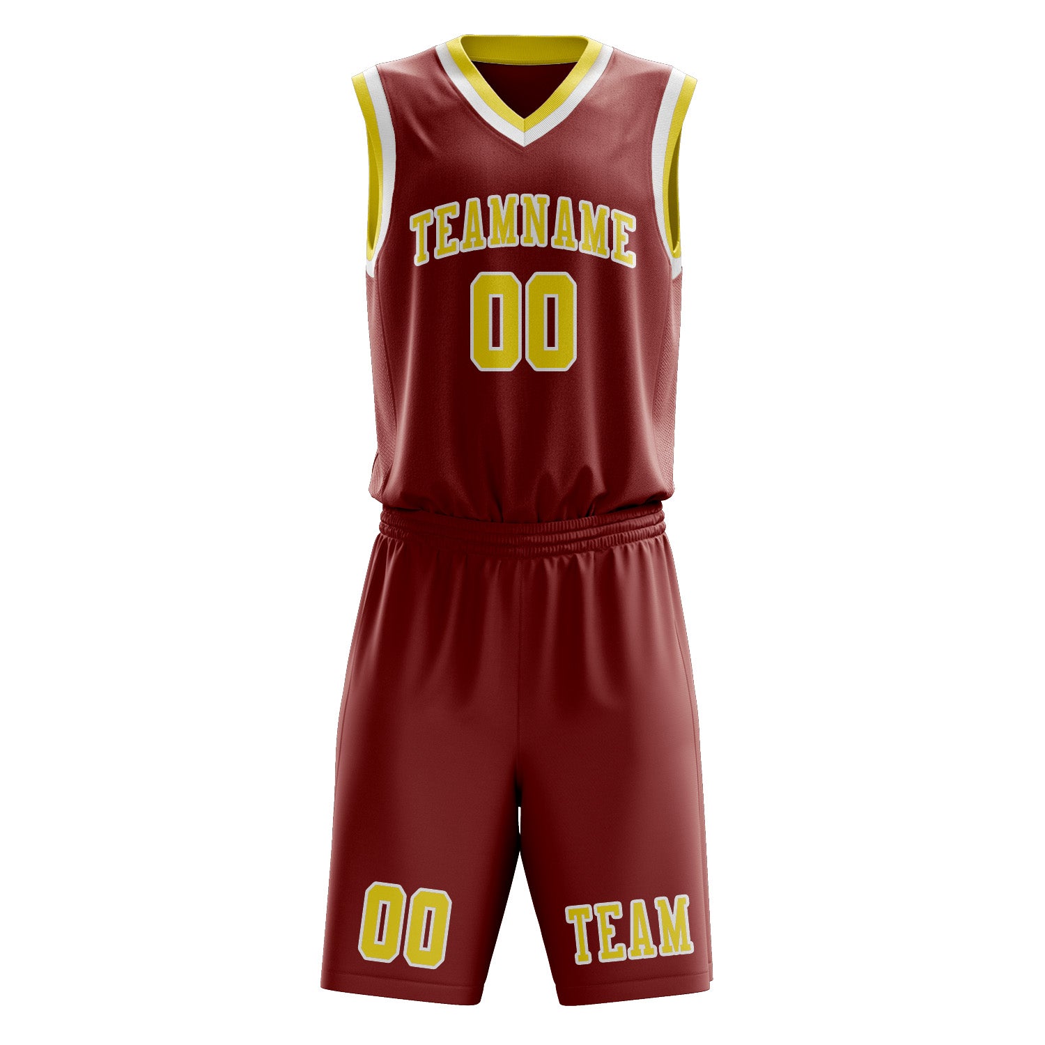 Benutzerdefiniertes Professionelles Korallenrot Blassgelb Basketballtrikot-Set