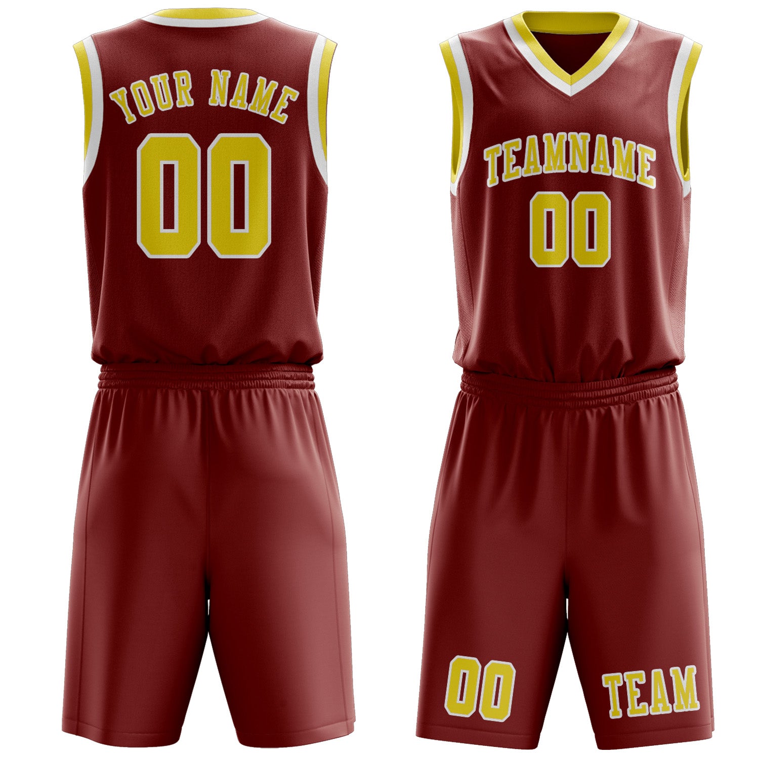 Benutzerdefiniertes Professionelles Korallenrot Blassgelb Basketballtrikot-Set