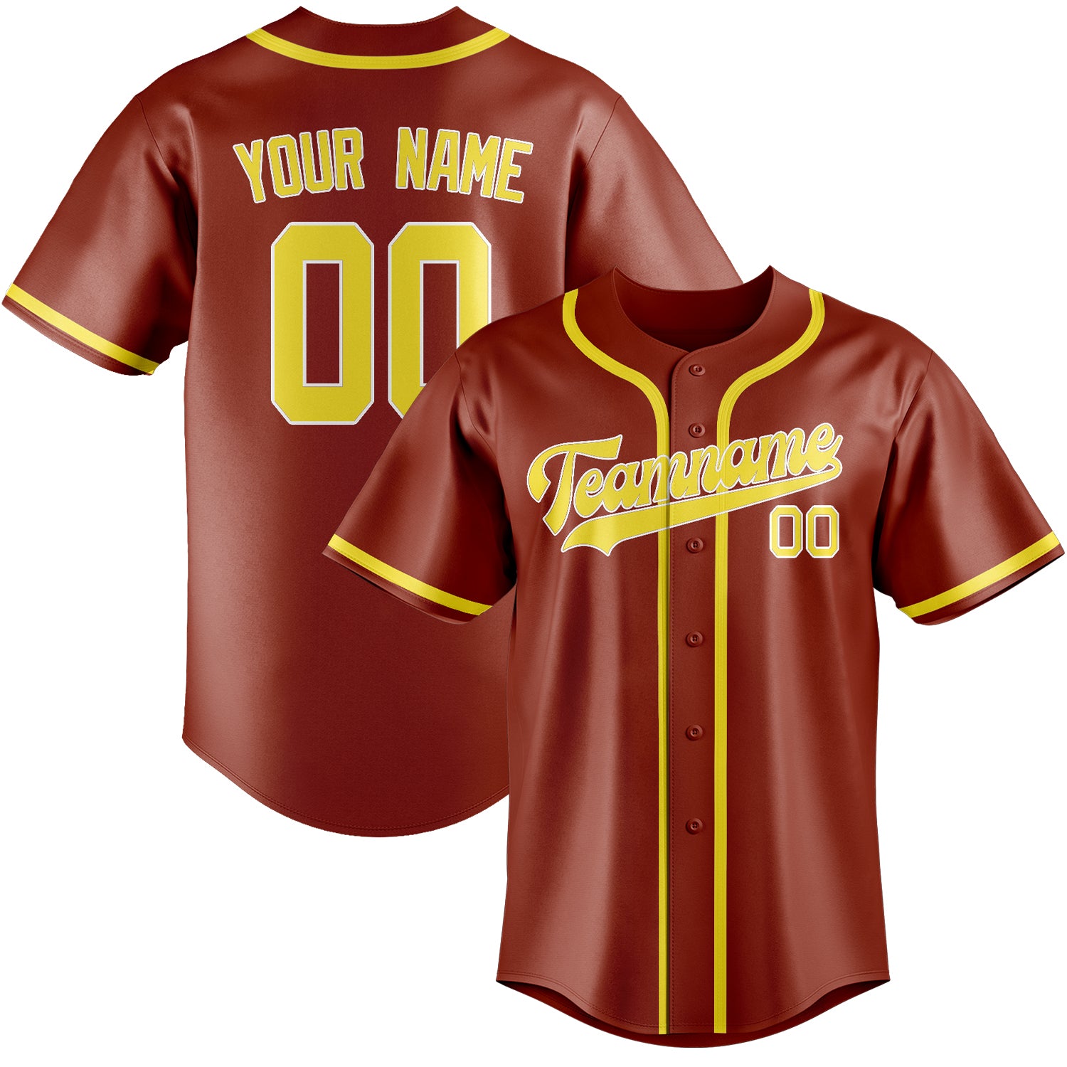 Benutzerdefiniertes Professionelles Korallenrot Blassgelb Baseballtrikot