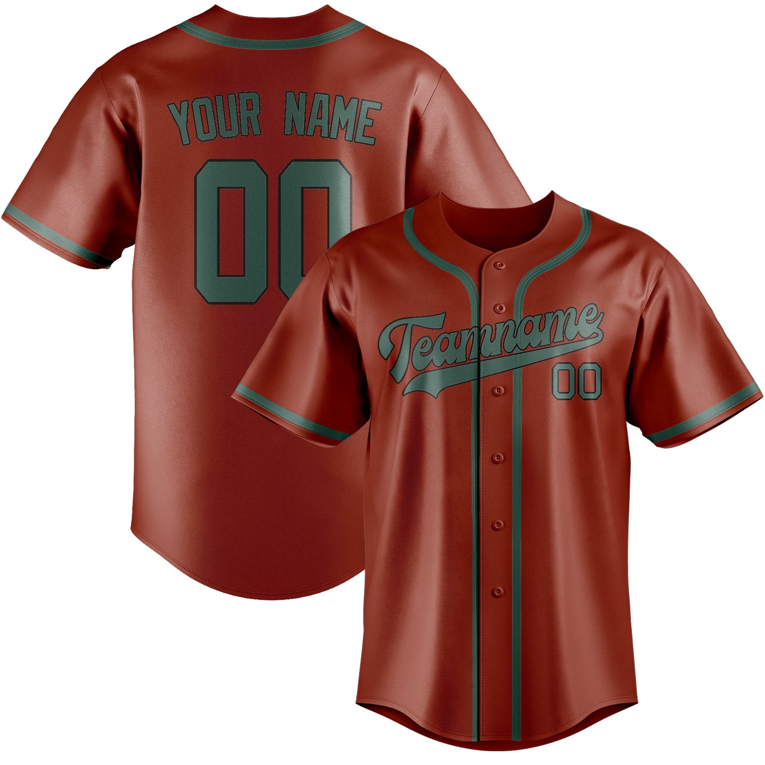 Benutzerdefiniertes Professionelles Korallenrot Blaugrün Baseballtrikot