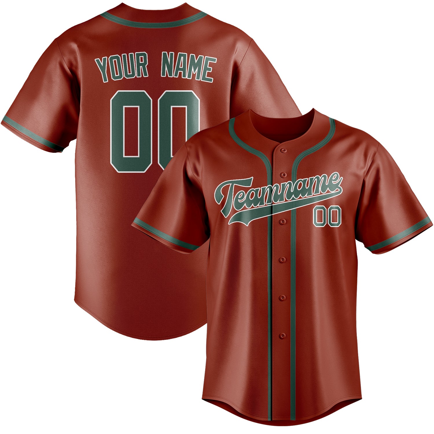 Benutzerdefiniertes Professionelles Korallenrot Blaugrün Baseballtrikot