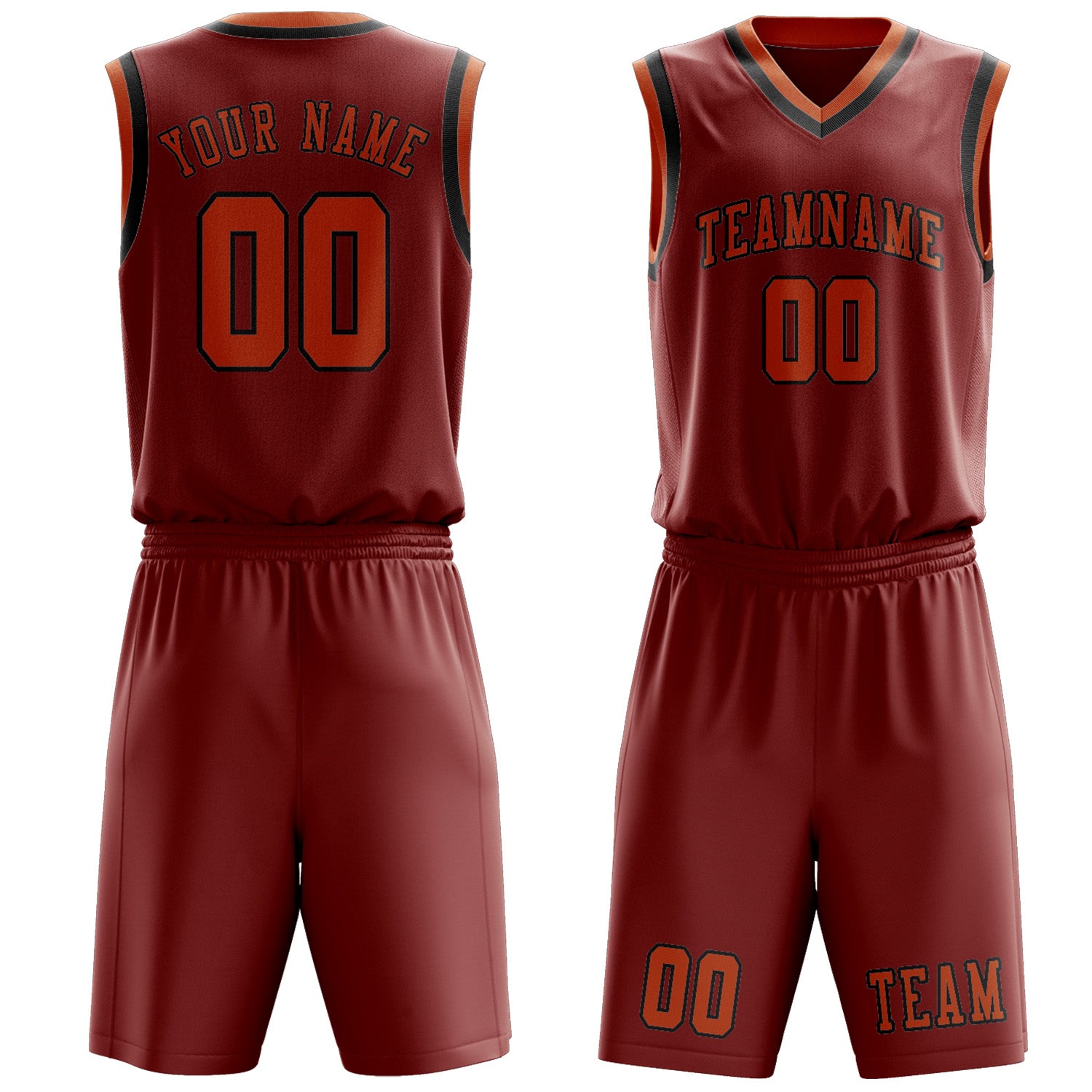 Benutzerdefiniertes Professionelles Korallenrot Orange Basketballtrikot-Set