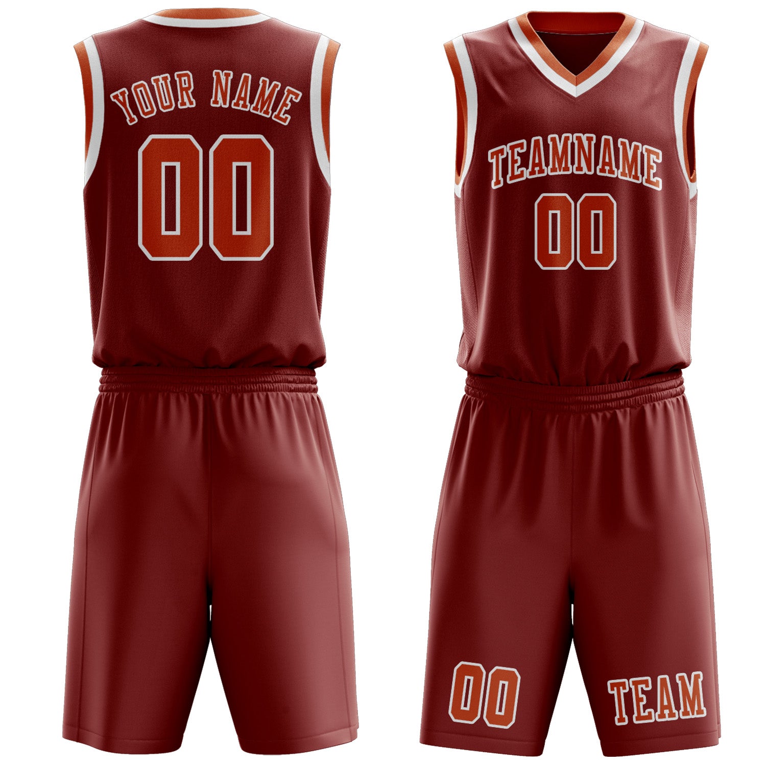 Benutzerdefiniertes Professionelles Korallenrot Orange Basketballtrikot-Set