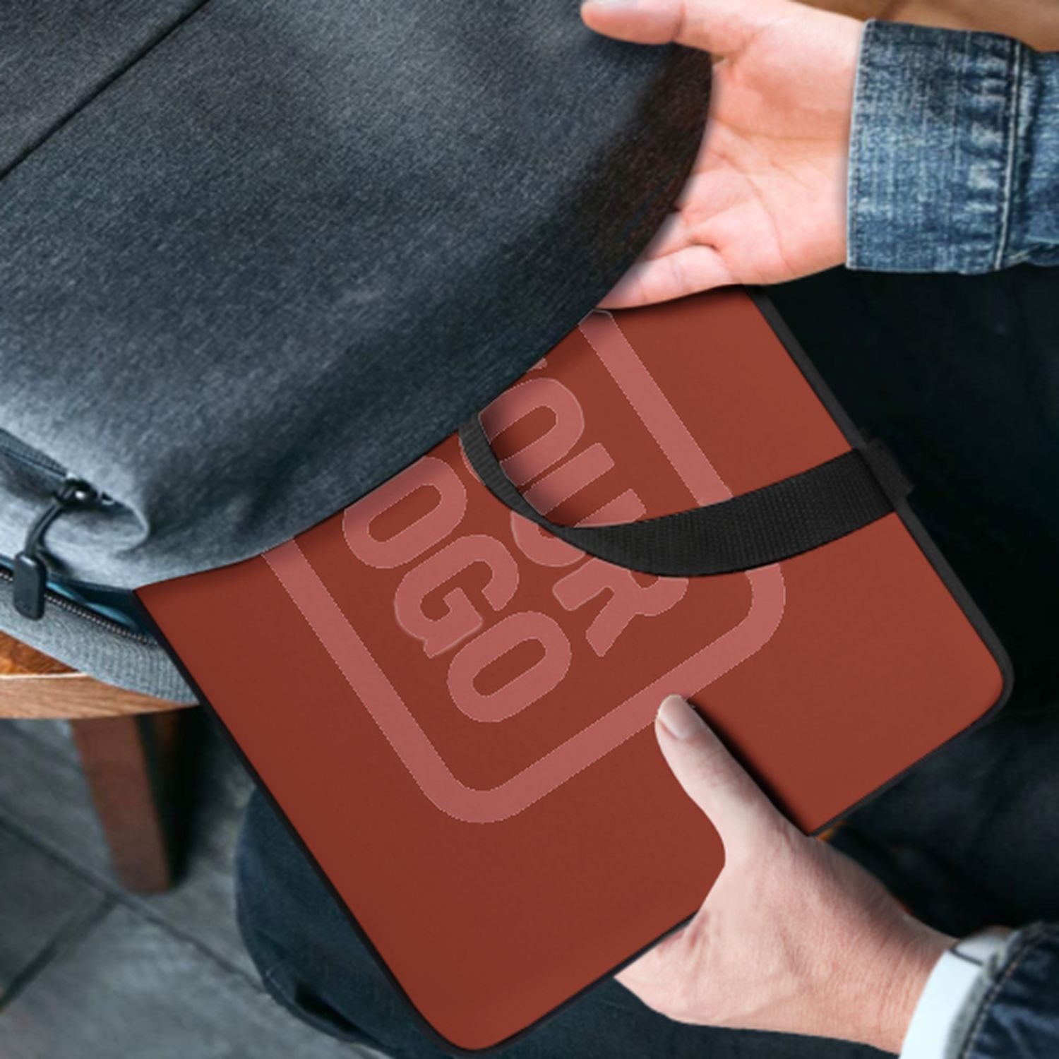 Borsa per laptop personalizzata color corallo rosso rame rosa