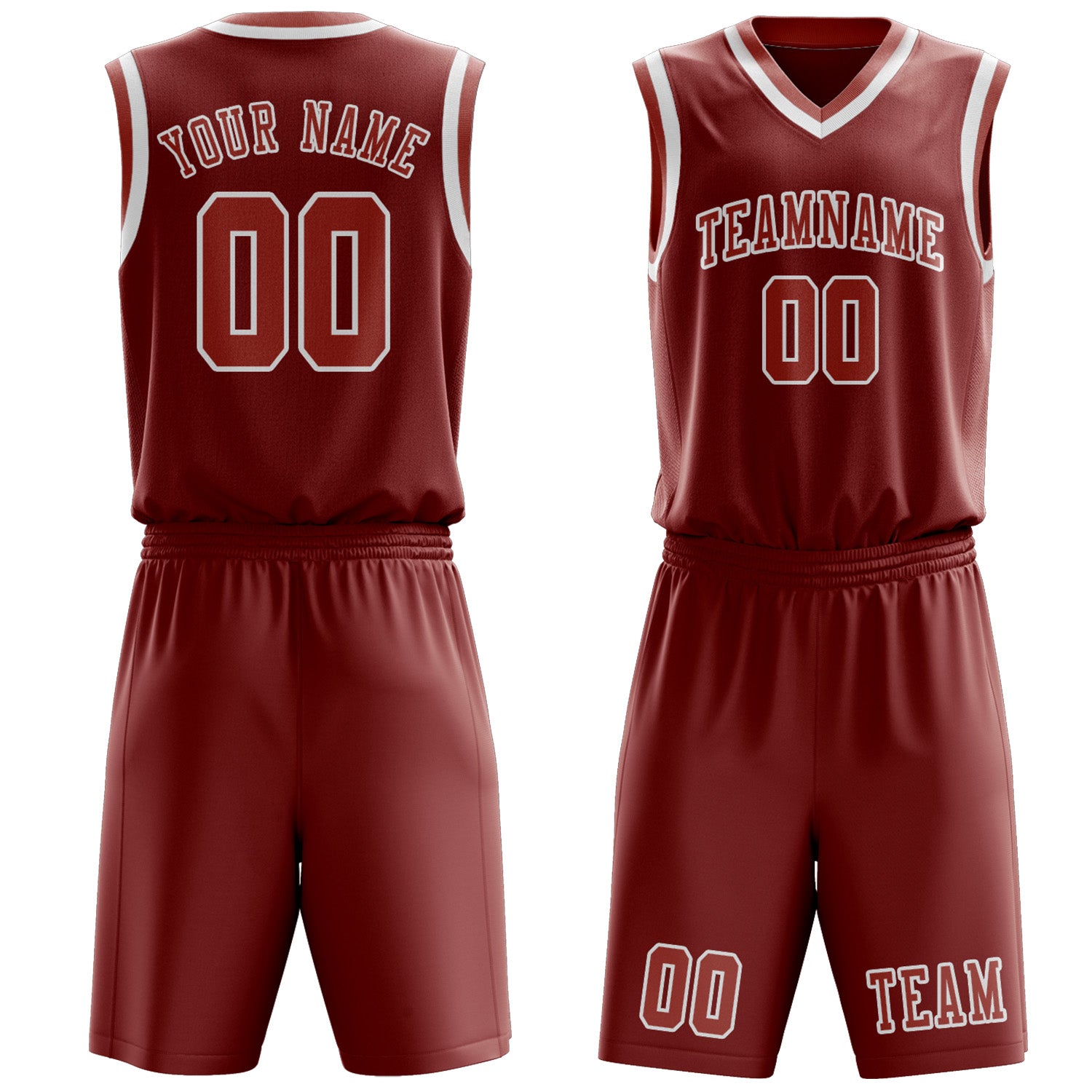 Benutzerdefiniertes Professionelles Korallenrot Kupferrose Basketballtrikot-Set