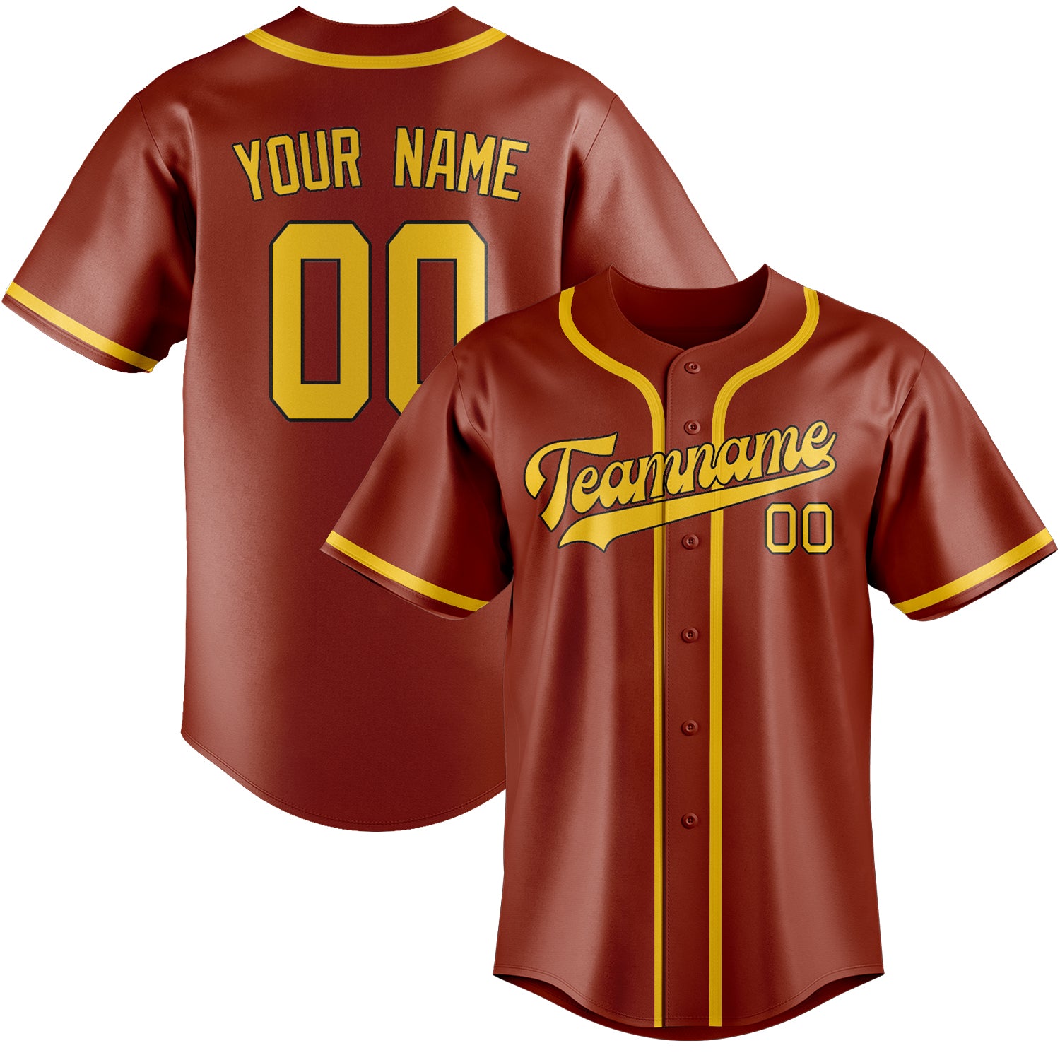 Benutzerdefiniertes Professionelles Korallenrot Gold Baseballtrikot