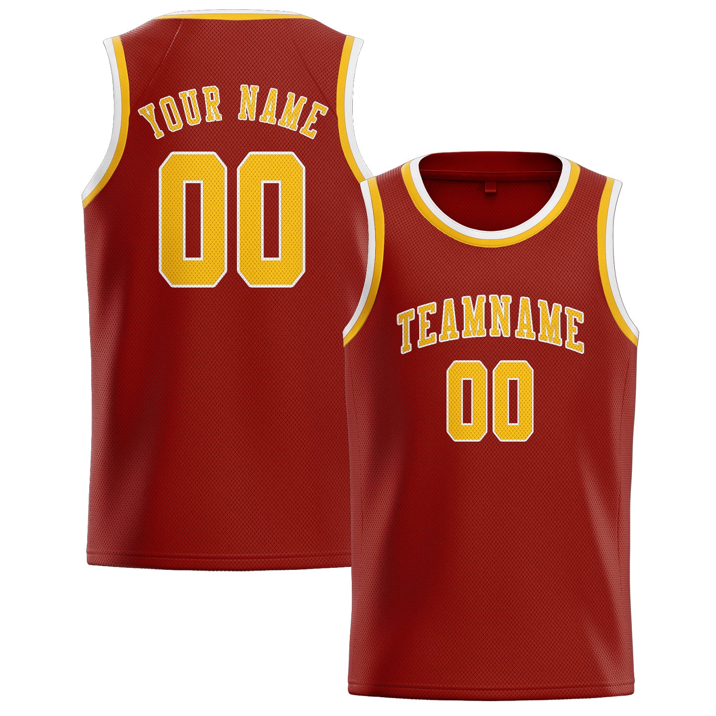 Benutzerdefiniertes Professionelles Korallenrot Gold Basketballtrikot