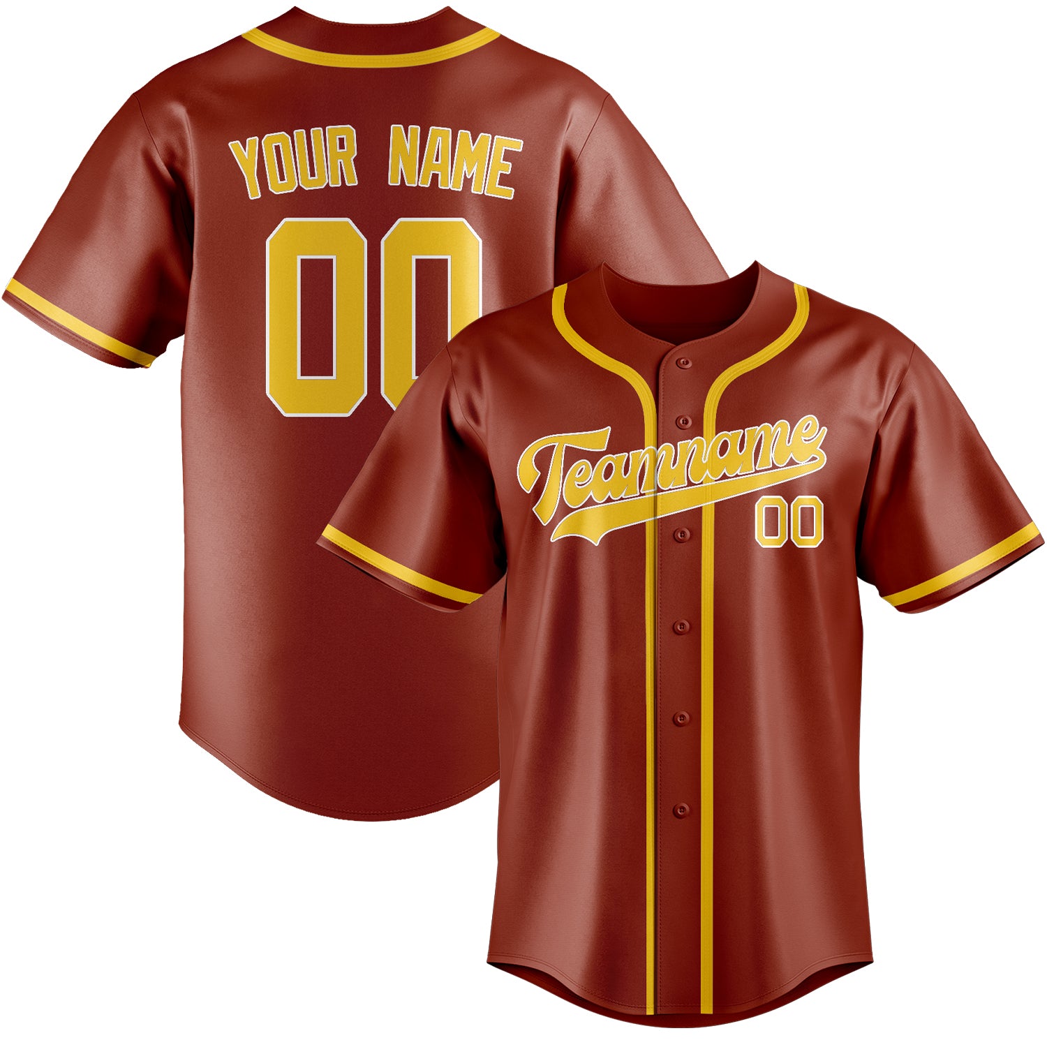 Benutzerdefiniertes Professionelles Korallenrot Gold Baseballtrikot