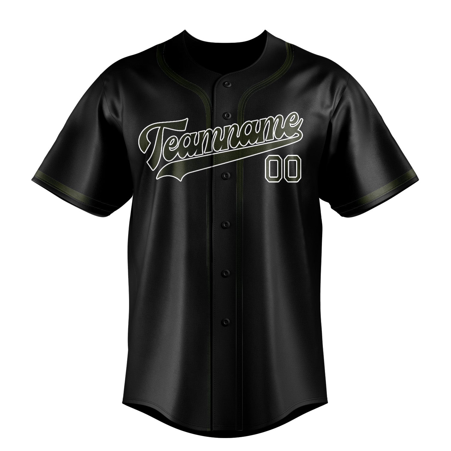 Benutzerdefiniertes Professionelles Schwarz Dunkles Oliv Baseballtrikot