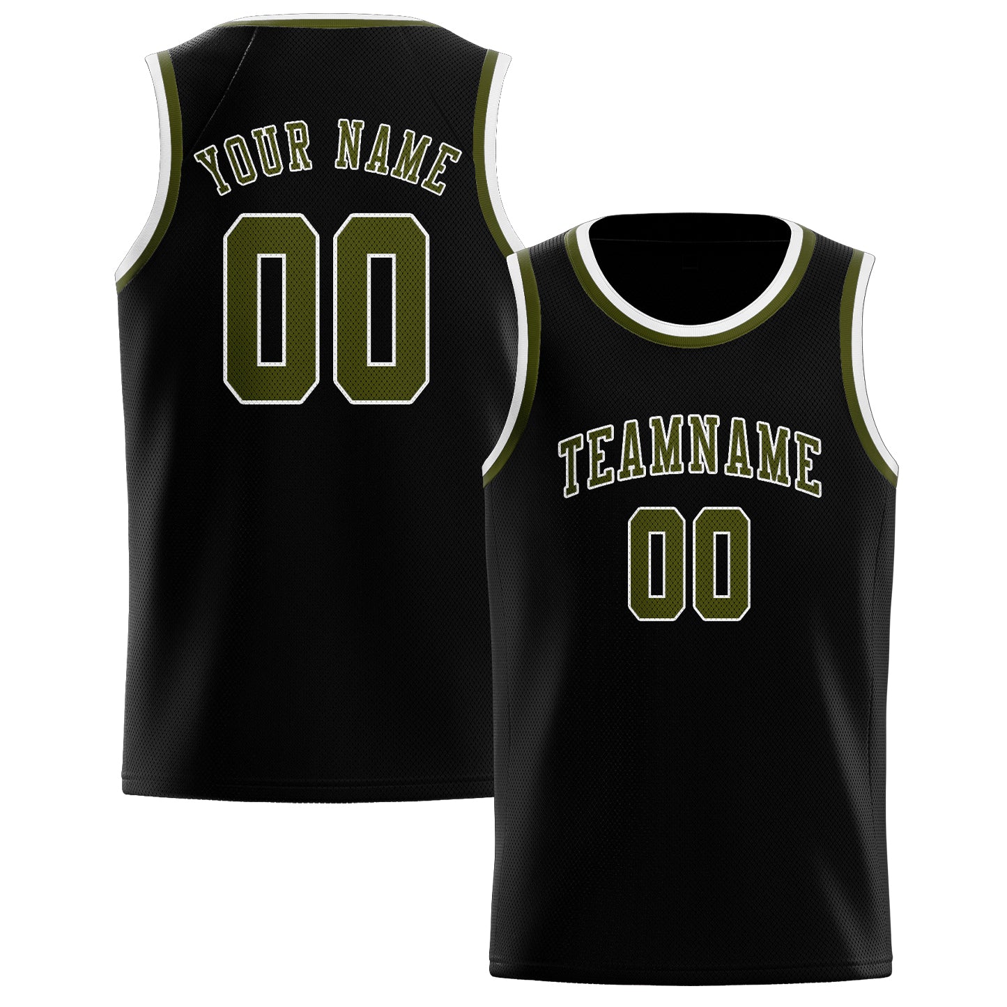 Benutzerdefiniertes Professionelles Schwarz Dunkles Oliv Basketballtrikot