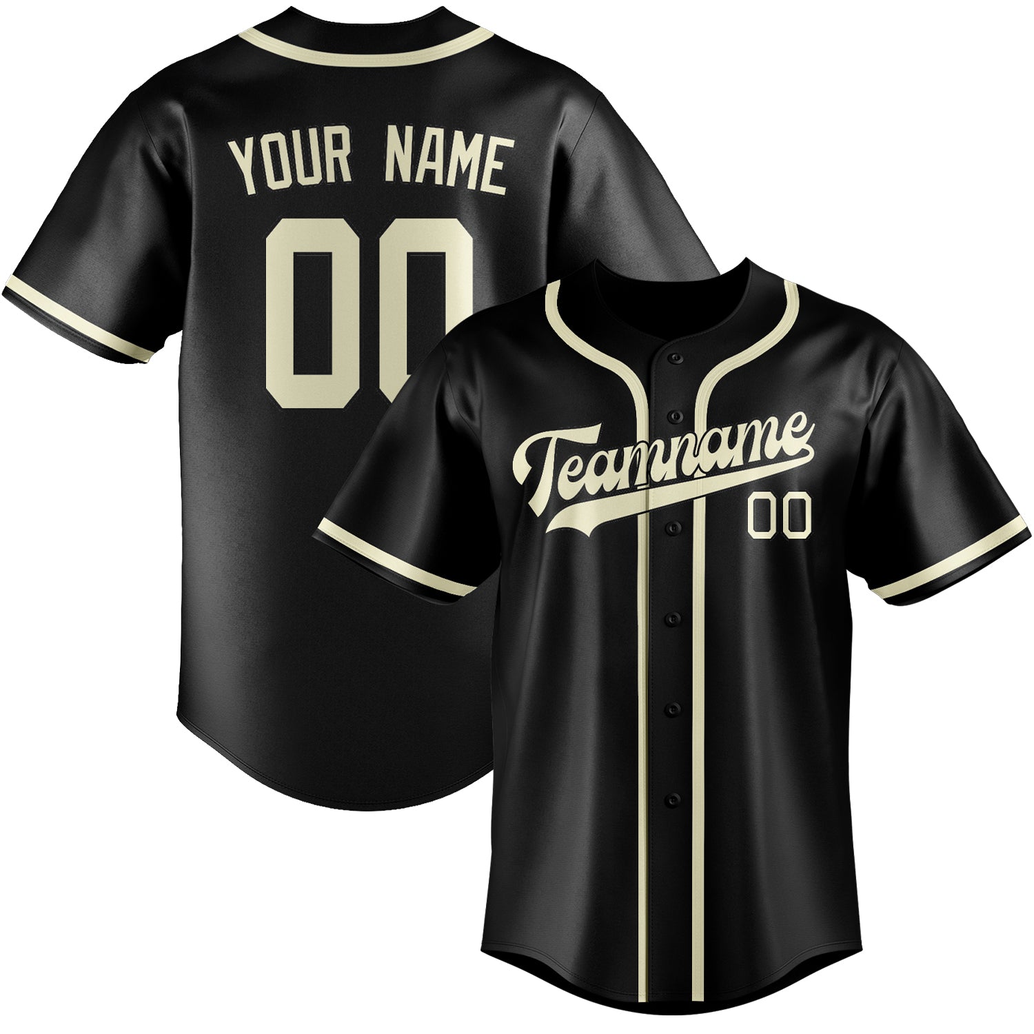 Benutzerdefiniertes Professionelles Schwarz Beige Baseballtrikot