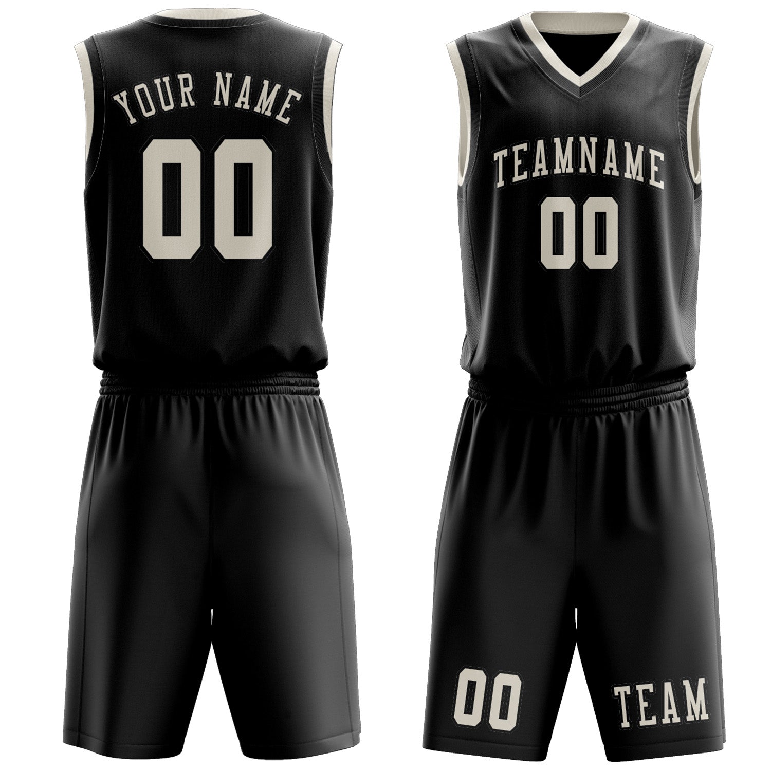 Benutzerdefiniertes Professionelles Schwarz Beige Basketballtrikot-Set