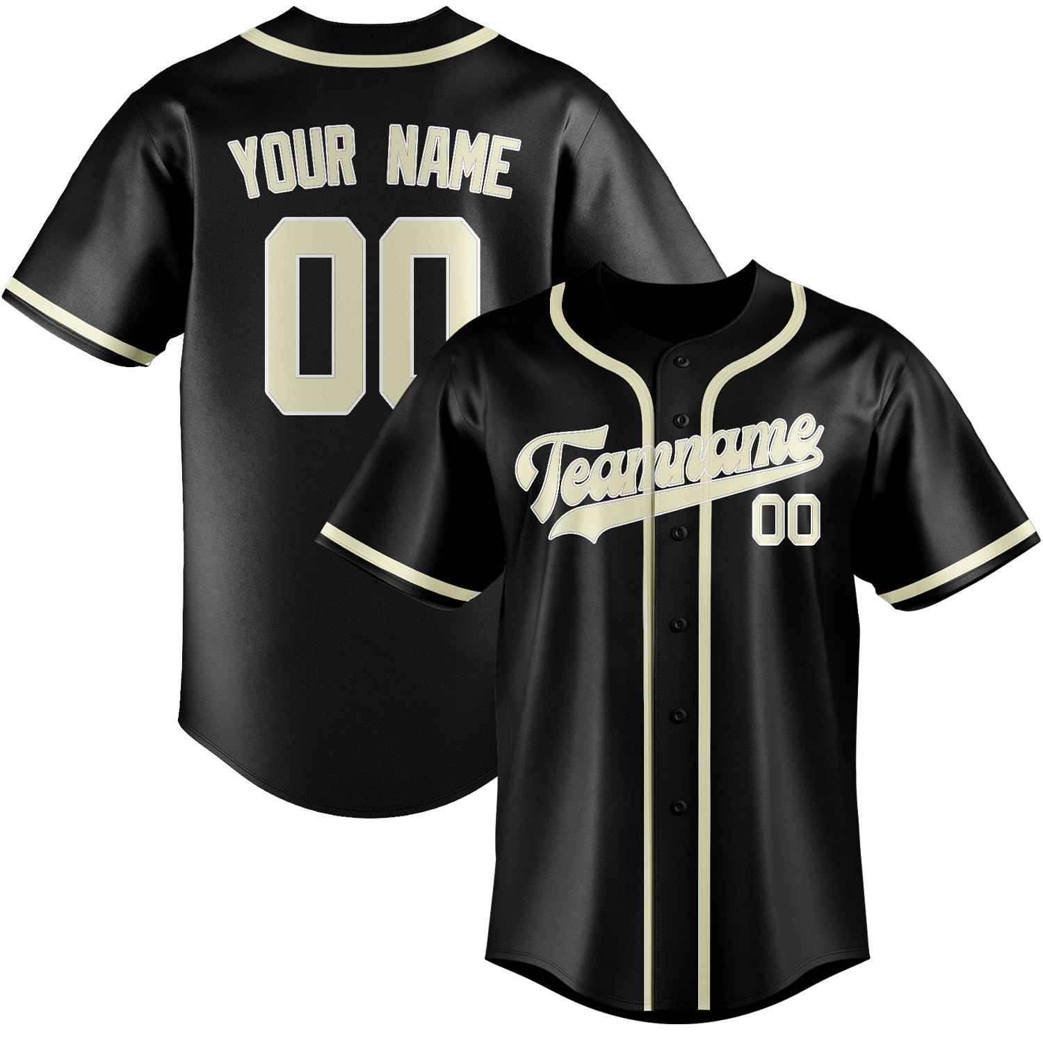 Benutzerdefiniertes Professionelles Schwarz Beige Baseballtrikot