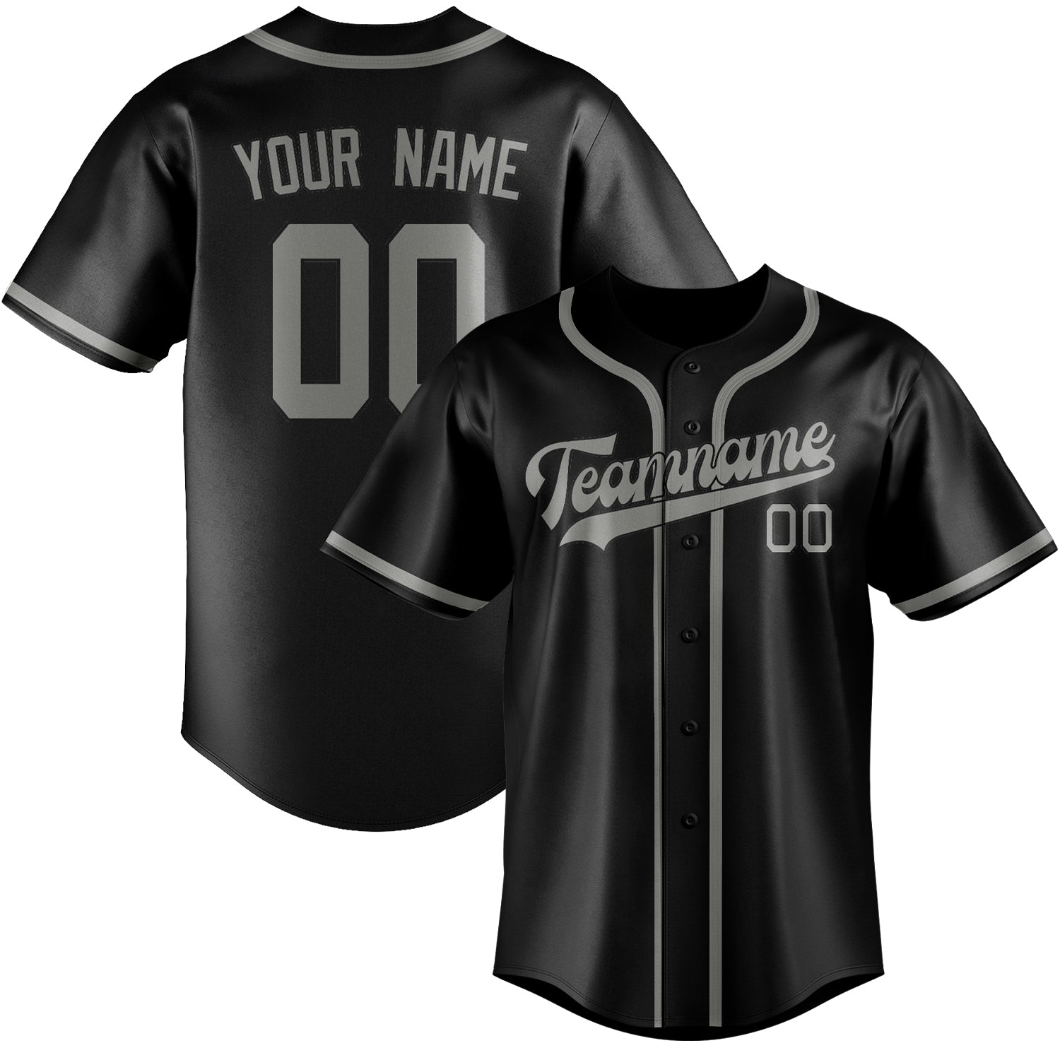 Benutzerdefiniertes Professionelles Schwarz Grau Baseballtrikot