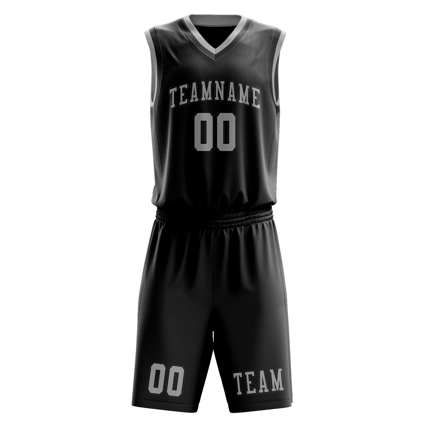 Benutzerdefiniertes Professionelles Schwarz Grau Basketballtrikot-Set