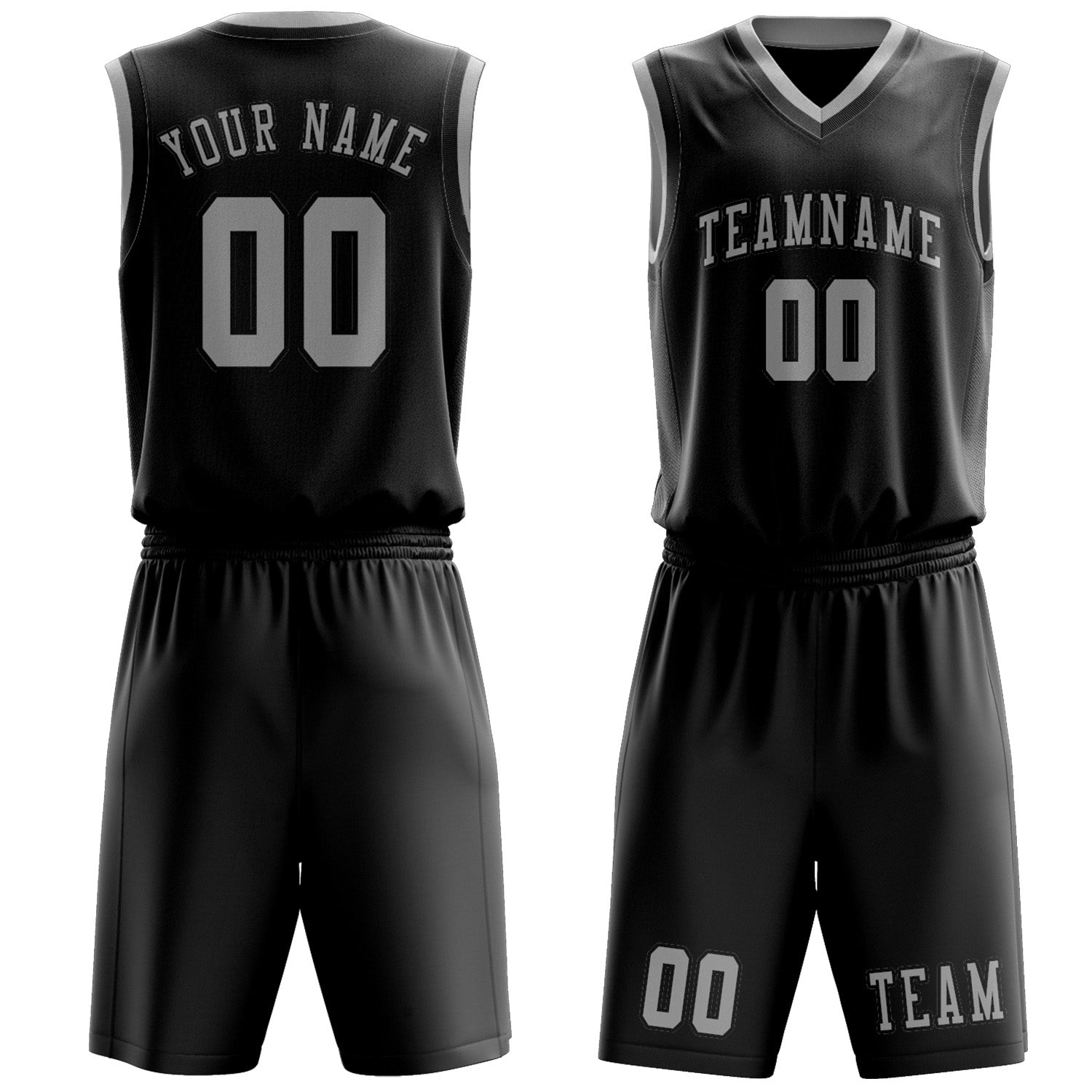 Benutzerdefiniertes Professionelles Schwarz Grau Basketballtrikot-Set