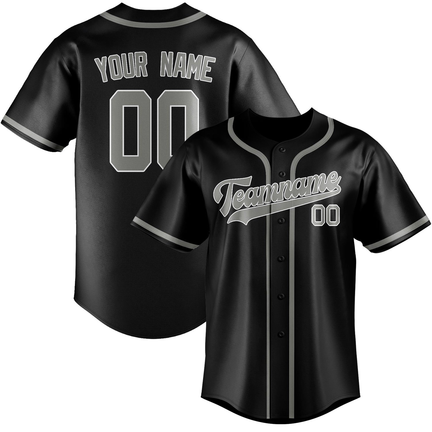 Benutzerdefiniertes Professionelles Schwarz Grau Baseballtrikot