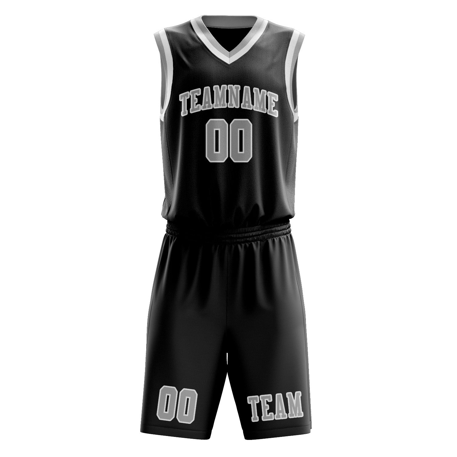 Benutzerdefiniertes Professionelles Schwarz Grau Basketballtrikot-Set