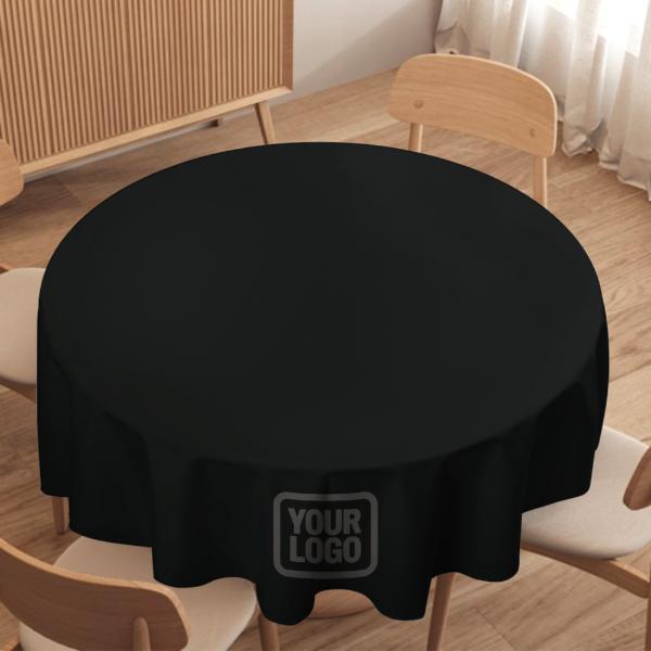 Maßgeschneidertes Schwarz Dunkelgrau Runde Tischdecke