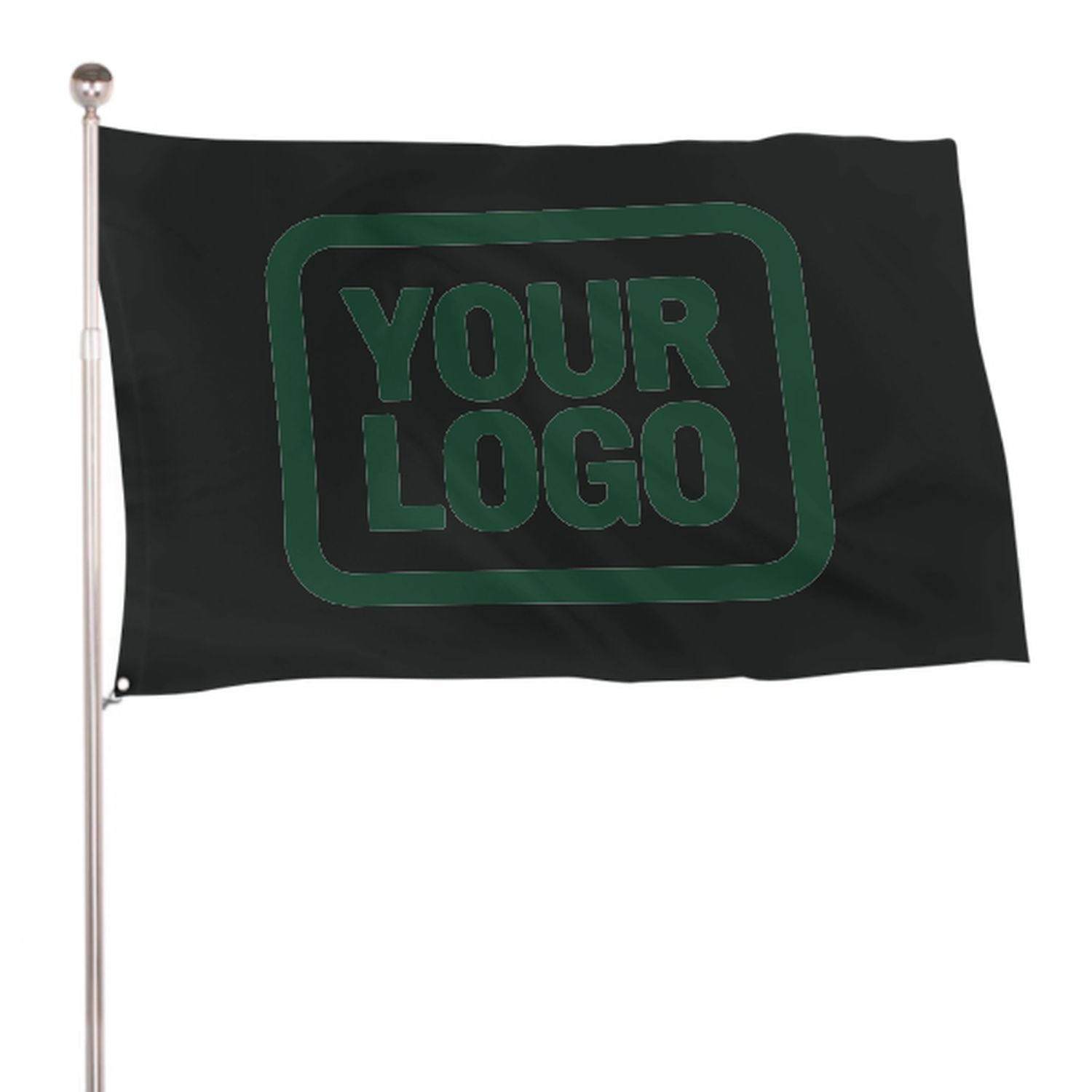 Maßgeschneidertes Schwarz Moosgrün Flagge