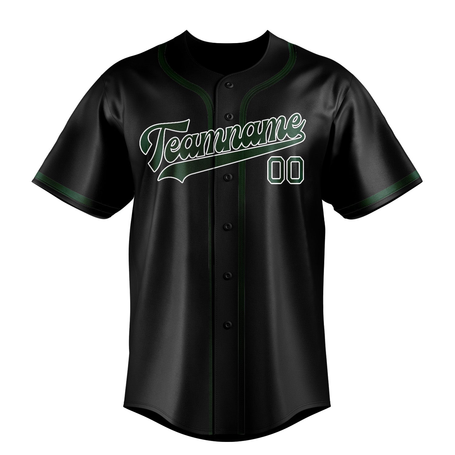 Benutzerdefiniertes Professionelles Schwarz Moosgrün Baseballtrikot