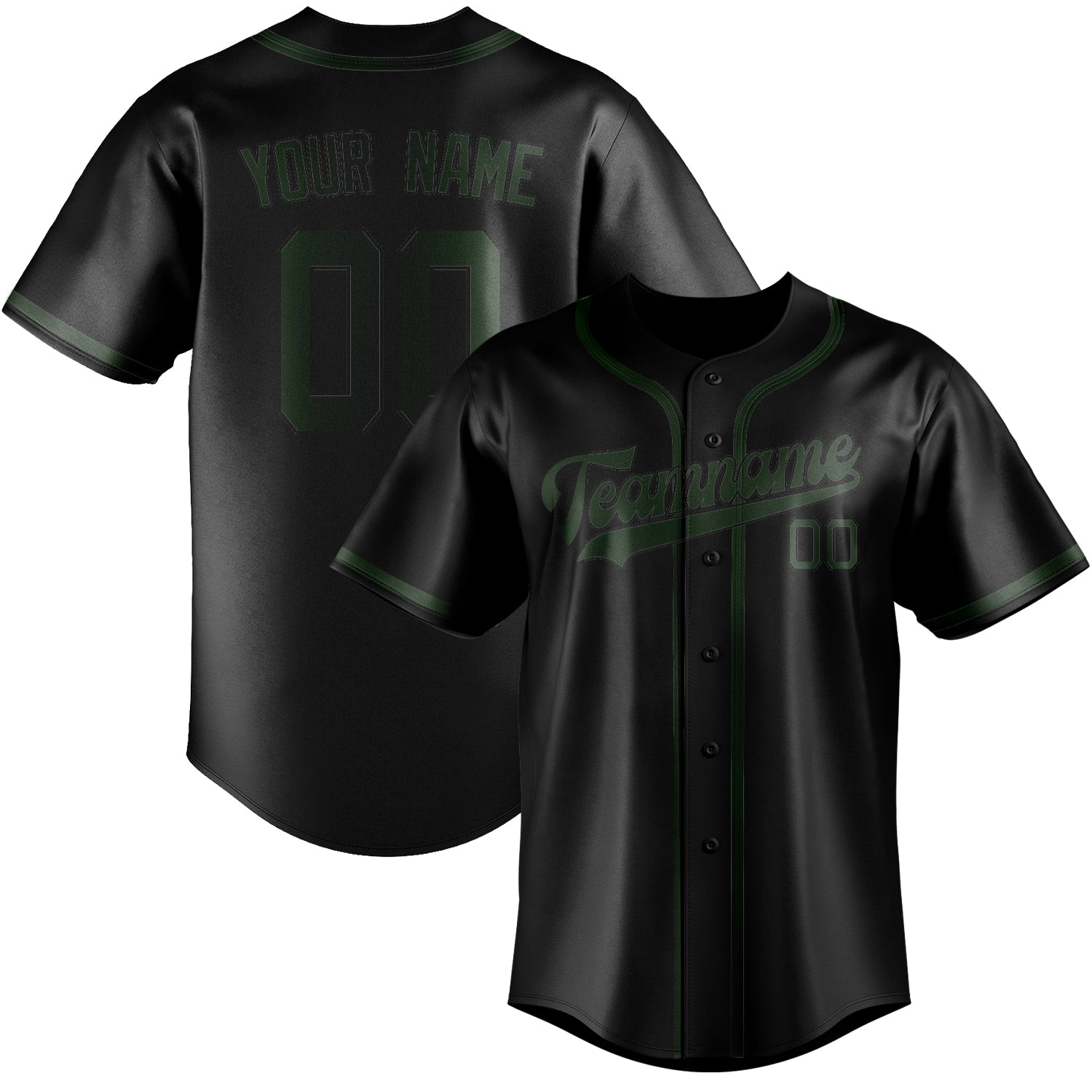 Benutzerdefiniertes Professionelles Schwarz Tannengrün Baseballtrikot