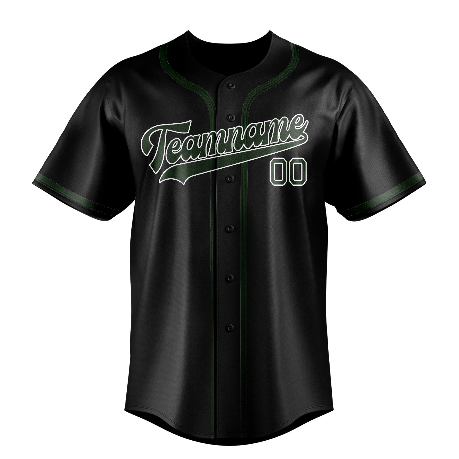 Benutzerdefiniertes Professionelles Schwarz Tannengrün Baseballtrikot