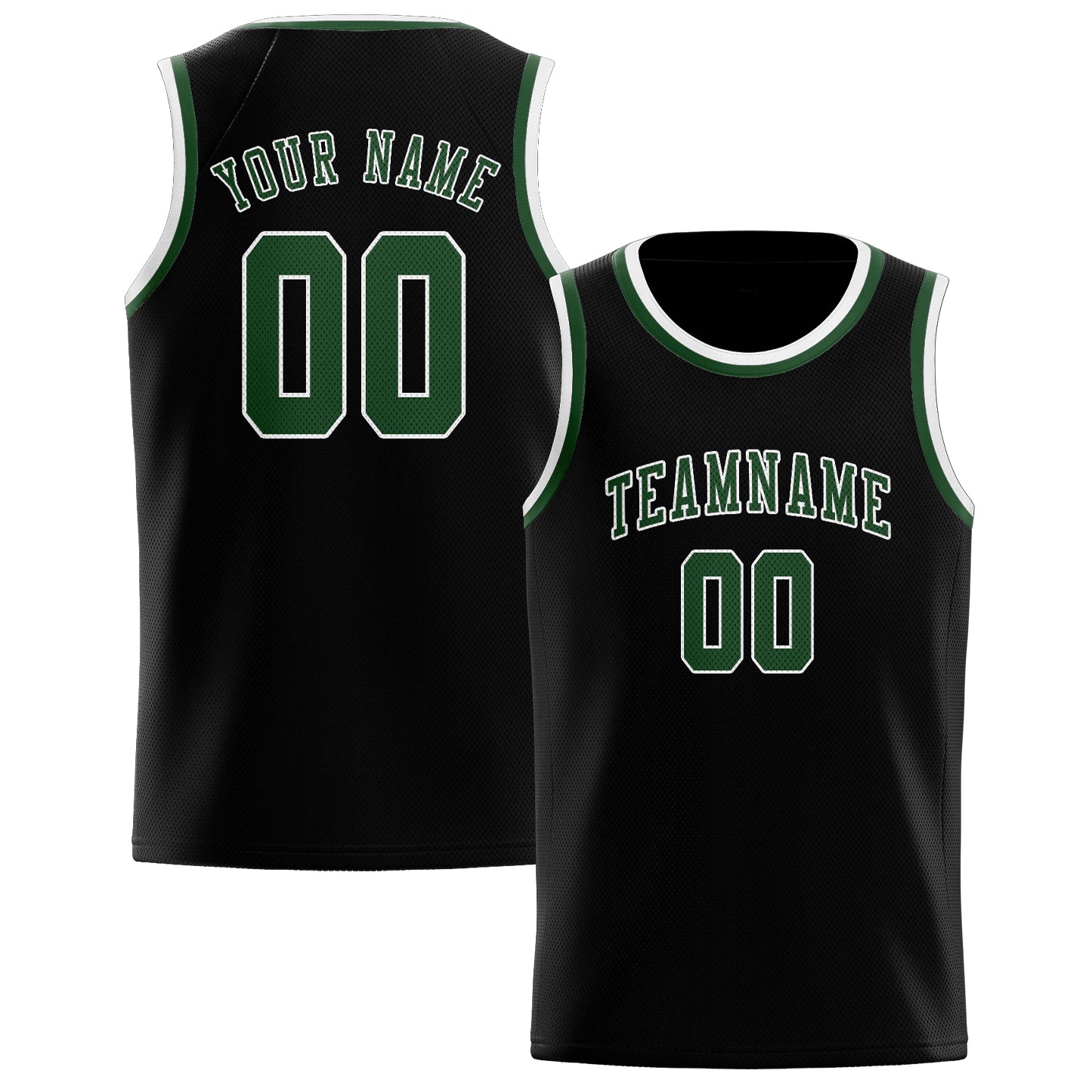 Benutzerdefiniertes Professionelles Schwarz Tannengrün Basketballtrikot