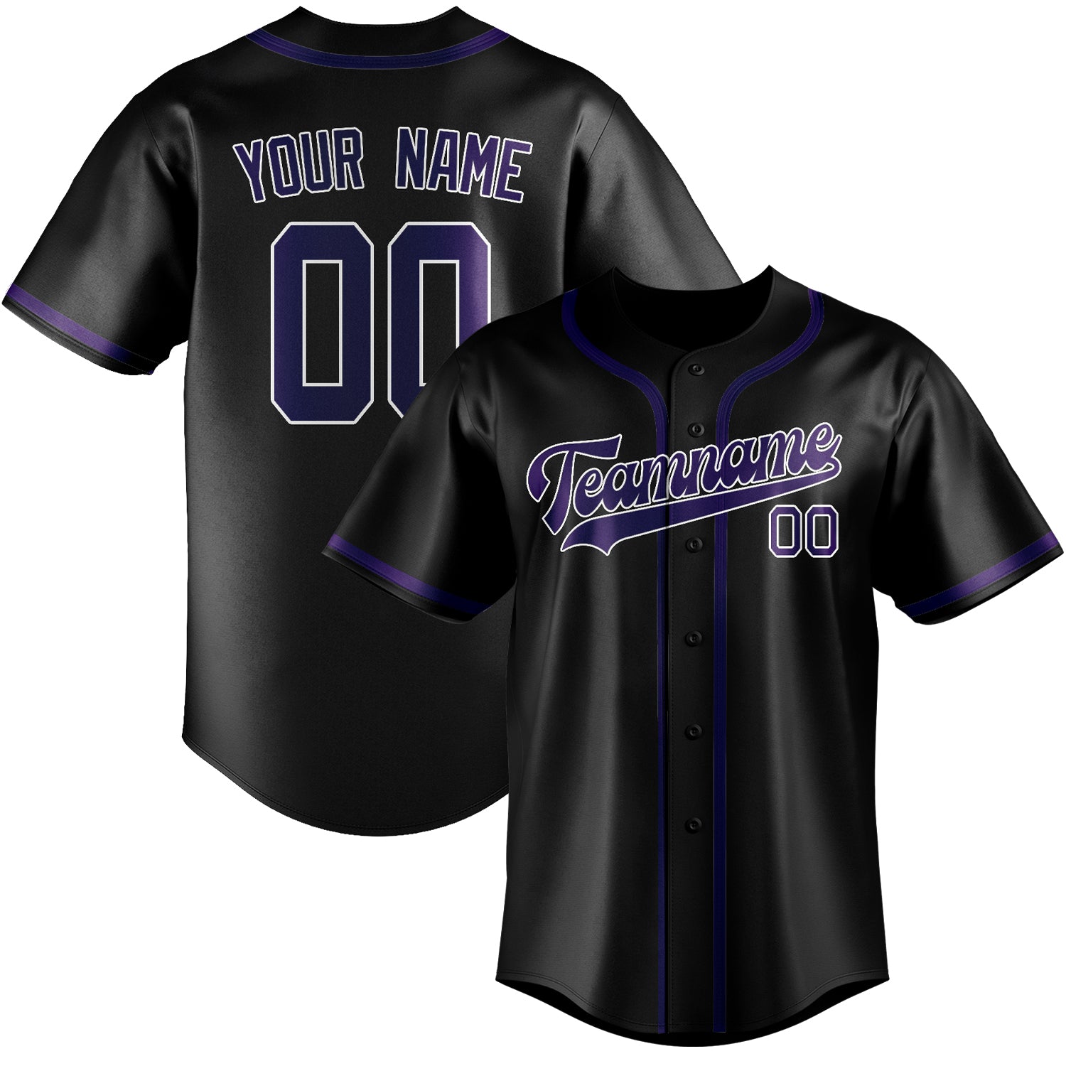Benutzerdefiniertes Professionelles Schwarz Lila Baseballtrikot