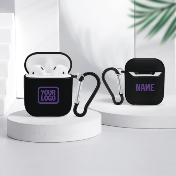 Maßgeschneidertes Schwarz Lavendel AirPods-Hülle