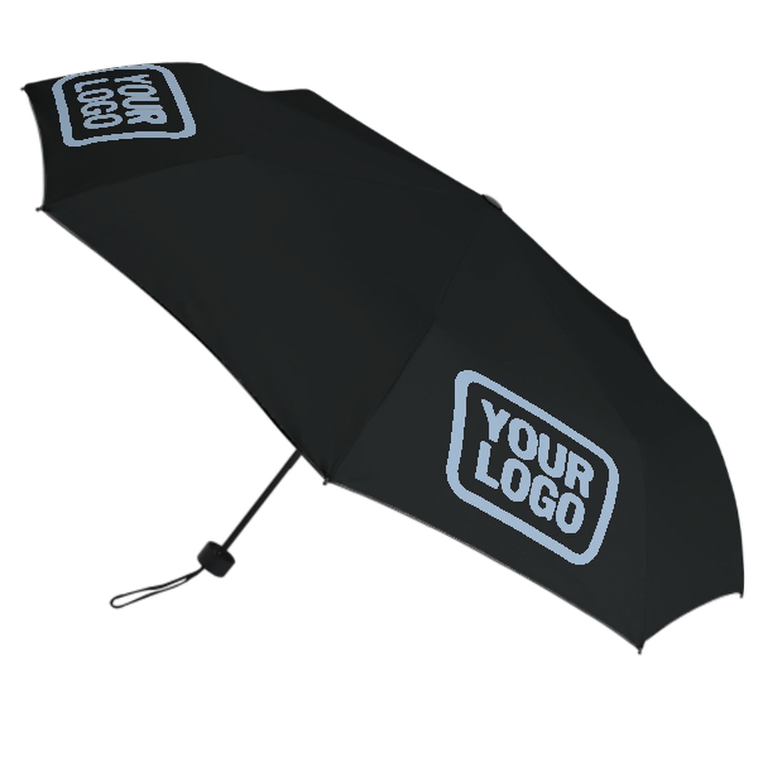 Maßgeschneidertes Schwarz Hellblau Automatik-Regenschirm