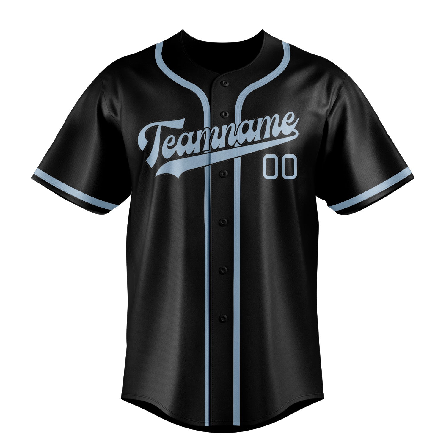 Benutzerdefiniertes Professionelles Schwarz Hellblau Baseballtrikot