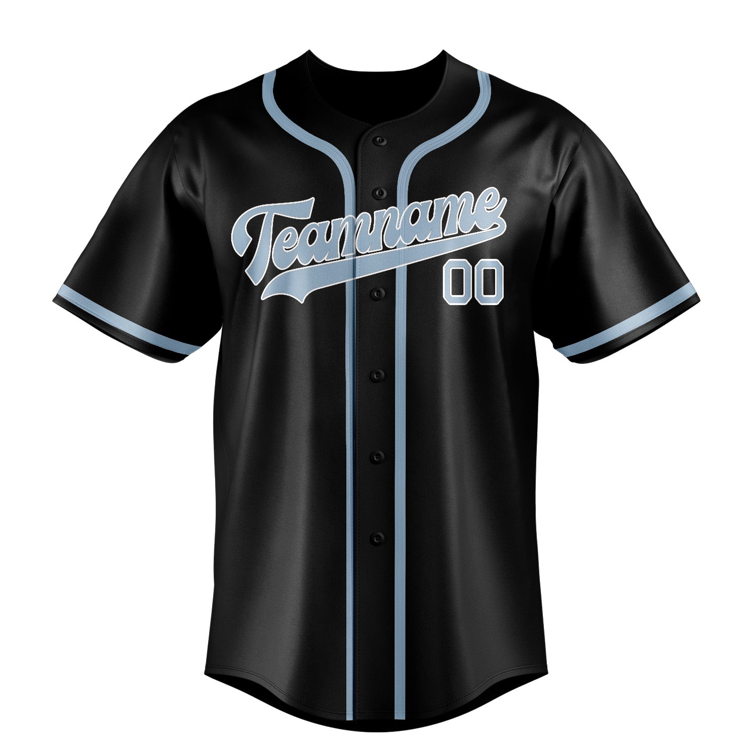 Benutzerdefiniertes Professionelles Schwarz Hellblau Baseballtrikot